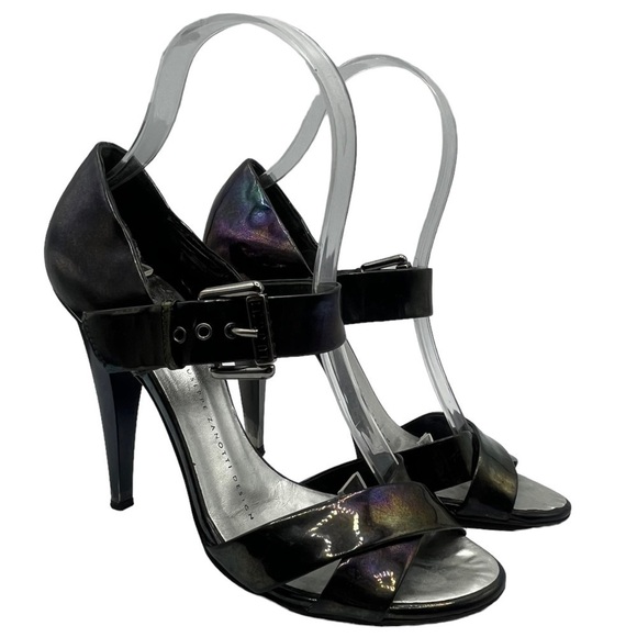 Giuseppe Zanotti Iridescent Stiletto Sandals Women’s Size 36.5 Peep Toe Strap - Picture 2 of 14